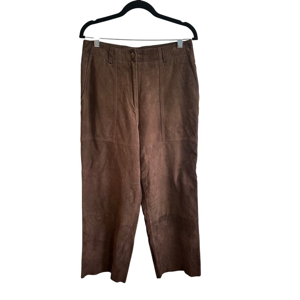 Deadwood Brown Suede Lambskin Leather Pants Sz EU 40 / US 8 Straight Leg Nice